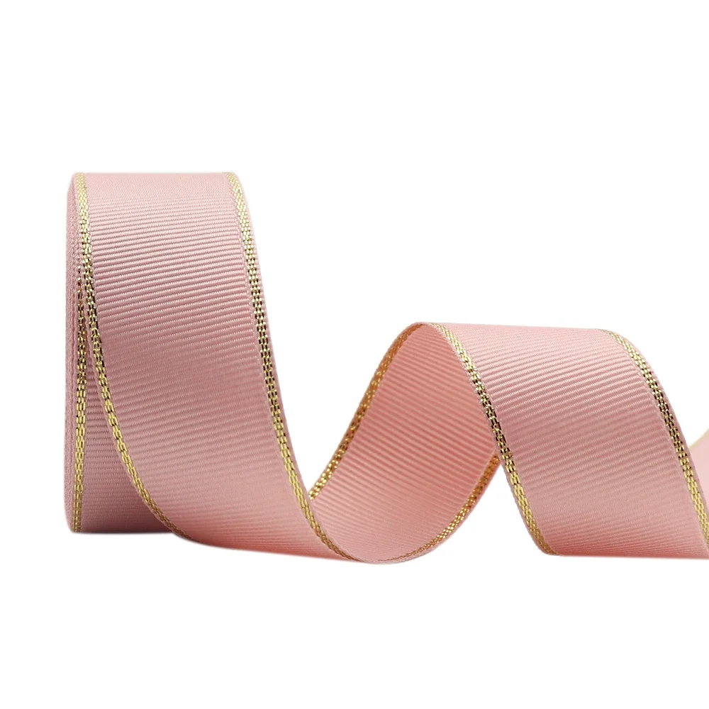 10Yards 10MM/25MM/38MM Glitter Gold Edge Grosgrain Ribbon For Hair Bows/ Gift Packaging DIY Christmas Decor Materials Y19042101