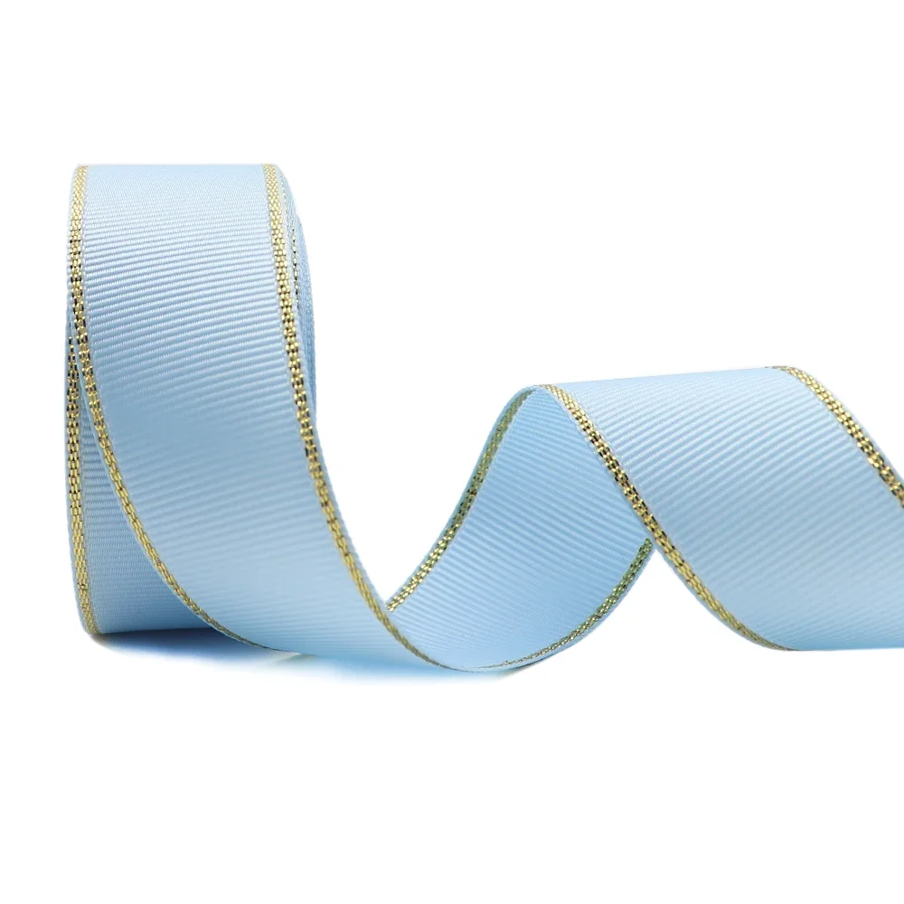 10Yards 10MM/25MM/38MM Glitter Gold Edge Grosgrain Ribbon For Hair Bows/ Gift Packaging DIY Christmas Decor Materials Y19042101