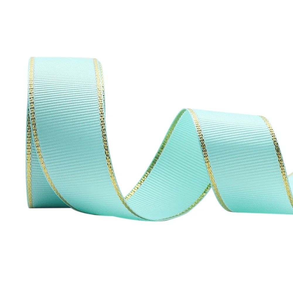 10Yards 10MM/25MM/38MM Glitter Gold Edge Grosgrain Ribbon For Hair Bows/ Gift Packaging DIY Christmas Decor Materials Y19042101