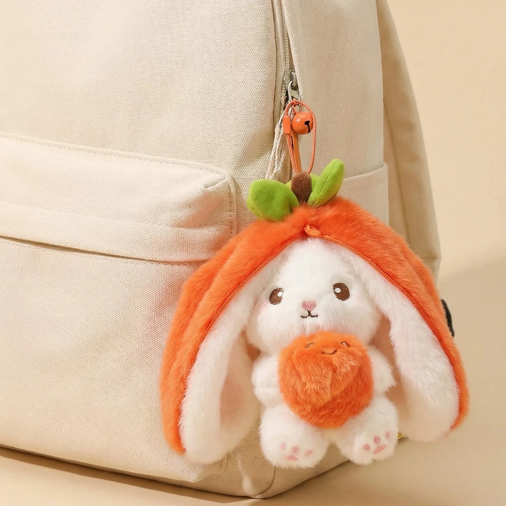 New Cute Fruit Bunny Plush Toy Creative Durian Pineapple Carrot Strawberry Turn Into Rabbit Soft Doll Birthday Christmas Gift