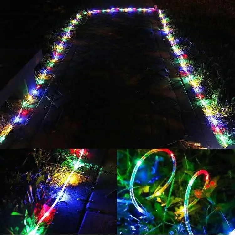 7m/12m/22m Solar Christmas Rope Light Outdoor Waterproof Xmas Garland Fairy Garden Decoration
