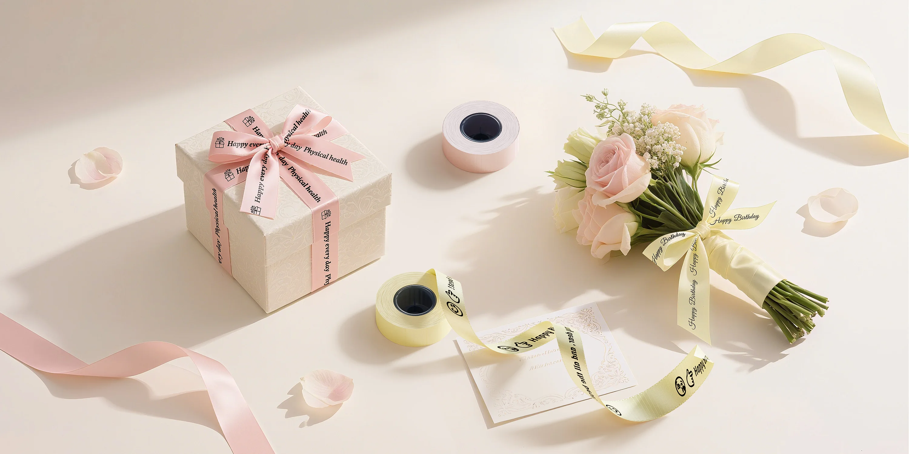NIIMBOT N1 B18 Color Satin Ribbon Label Special Carbon Ribbon for Birthday Gift Merry Christmas Party Flower Wedding Decoration