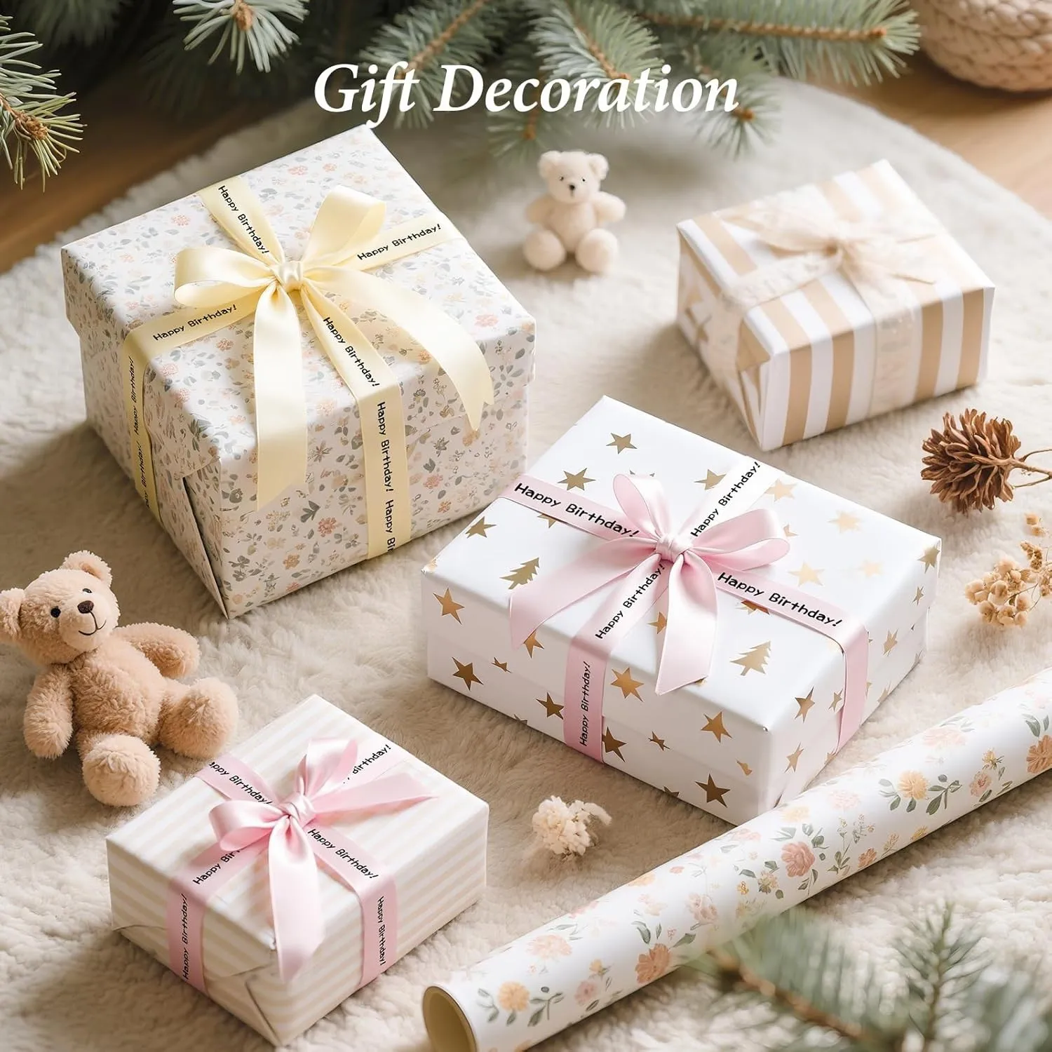 NIIMBOT N1 B18 Color Satin Ribbon Label Special Carbon Ribbon for Birthday Gift Merry Christmas Party Flower Wedding Decoration