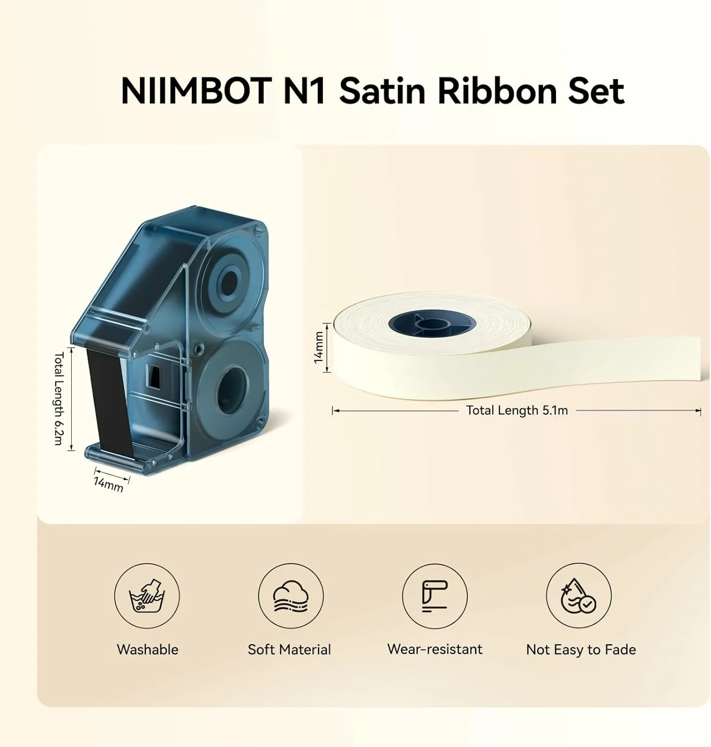 NIIMBOT N1 B18 Color Satin Ribbon Label Special Carbon Ribbon for Birthday Gift Merry Christmas Party Flower Wedding Decoration