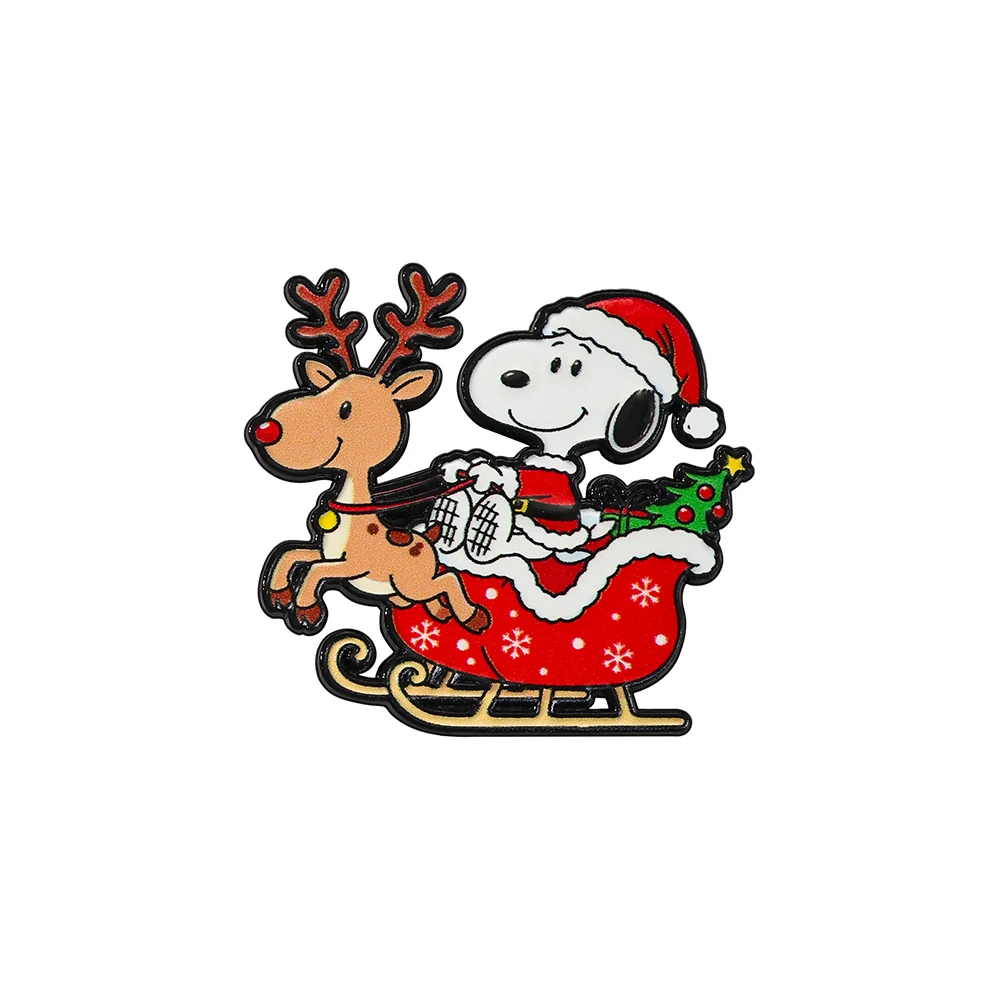6pcs Christmas Cartoon Puppy Dog Enamel Pins Set Cute Santa Hat Holiday Brooches Decorative Collectible Pins for Backpack Gift