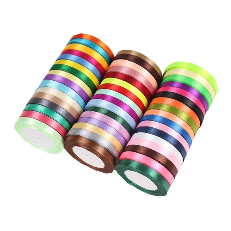 (25 Yards/roll) Silk Satin Ribbons Gift Wrapping Decoration Christmas Ribbons DIY Handmade Supplies Ribbon 6/10/15/20/25/40/50mm