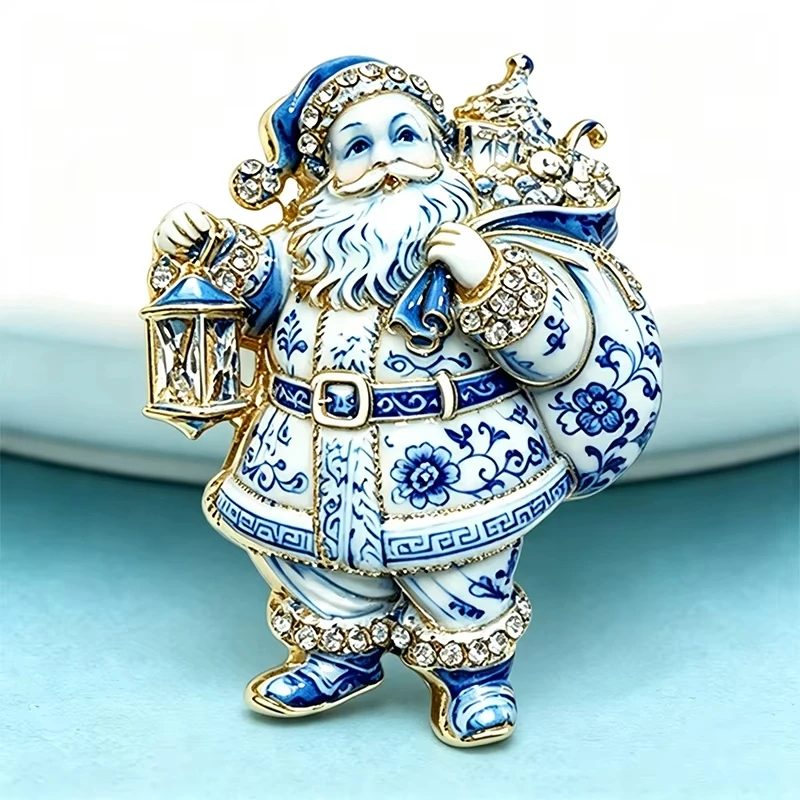 FTCY Christmas Father Brooche For Women Unisex 2-Color Santa Claus New Year Brooch Christmas Party Gift