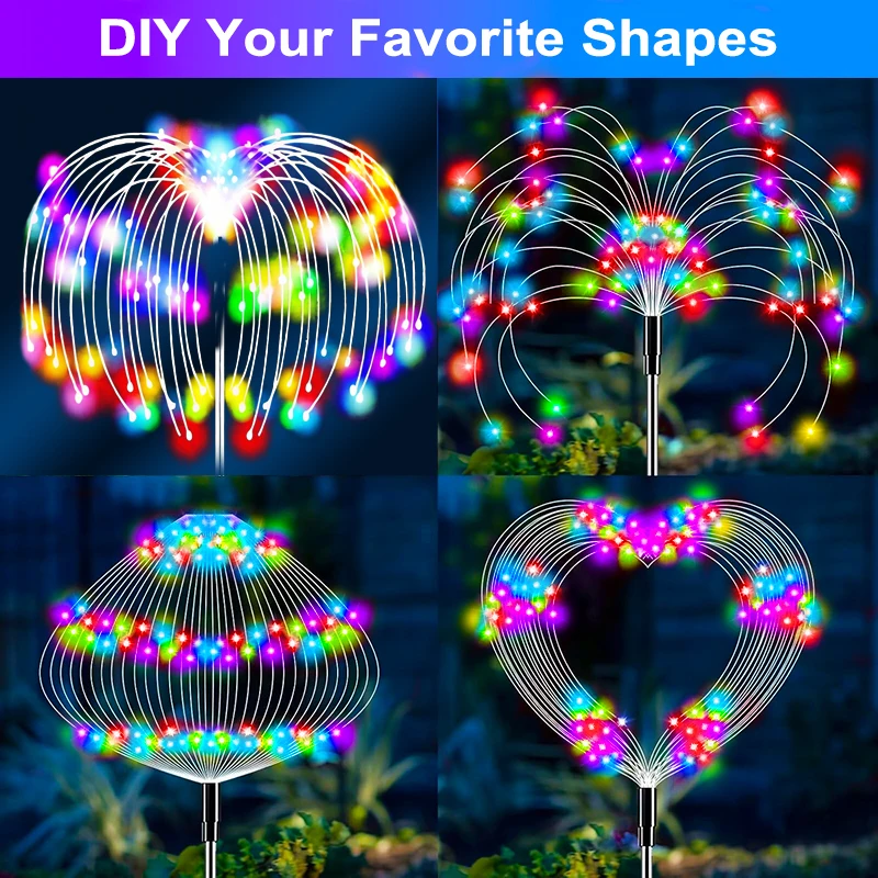 Solar Fairy Garden Lights Outdoor Waterproof Firework Lights for Yard Patio Walkway Pathway Party Christmas Balcony Decorative