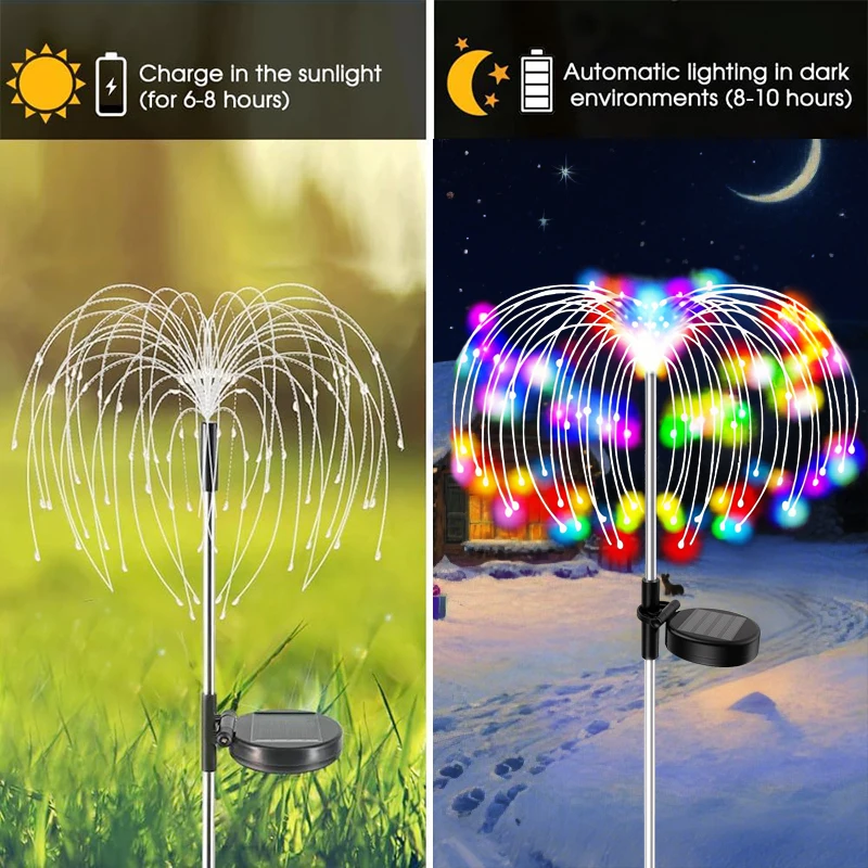 Solar Fairy Garden Lights Outdoor Waterproof Firework Lights for Yard Patio Walkway Pathway Party Christmas Balcony Decorative