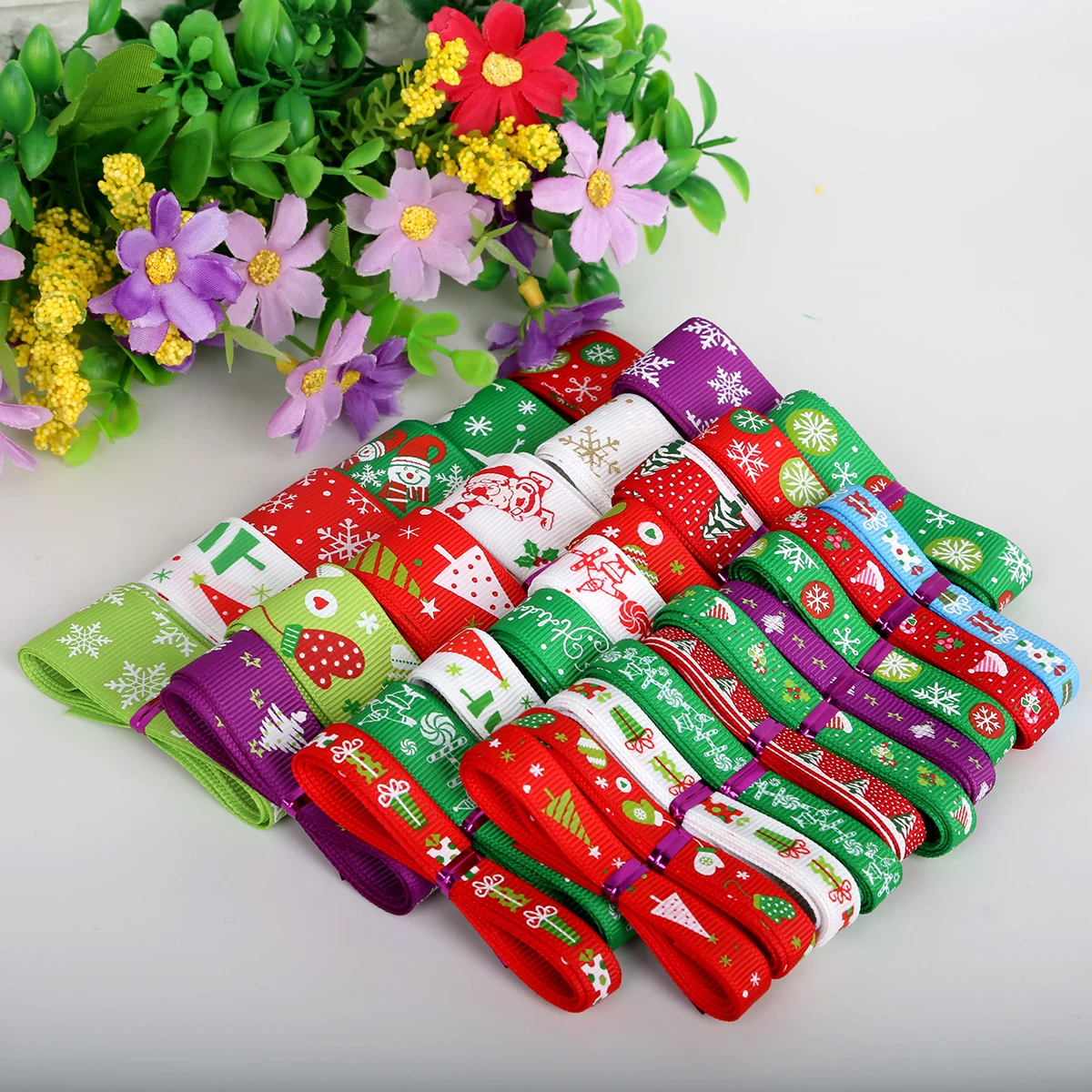 Trendy Grosgrain Satin Ribbon Random Mixed Size/Style for Wedding Party Christmas Decoration DIY Gift Craft 12y/lot (1y/style)