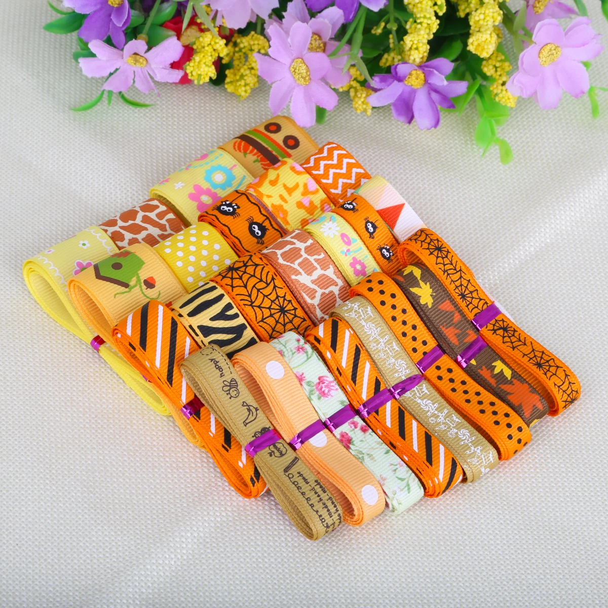 Trendy Grosgrain Satin Ribbon Random Mixed Size/Style for Wedding Party Christmas Decoration DIY Gift Craft 12y/lot (1y/style)