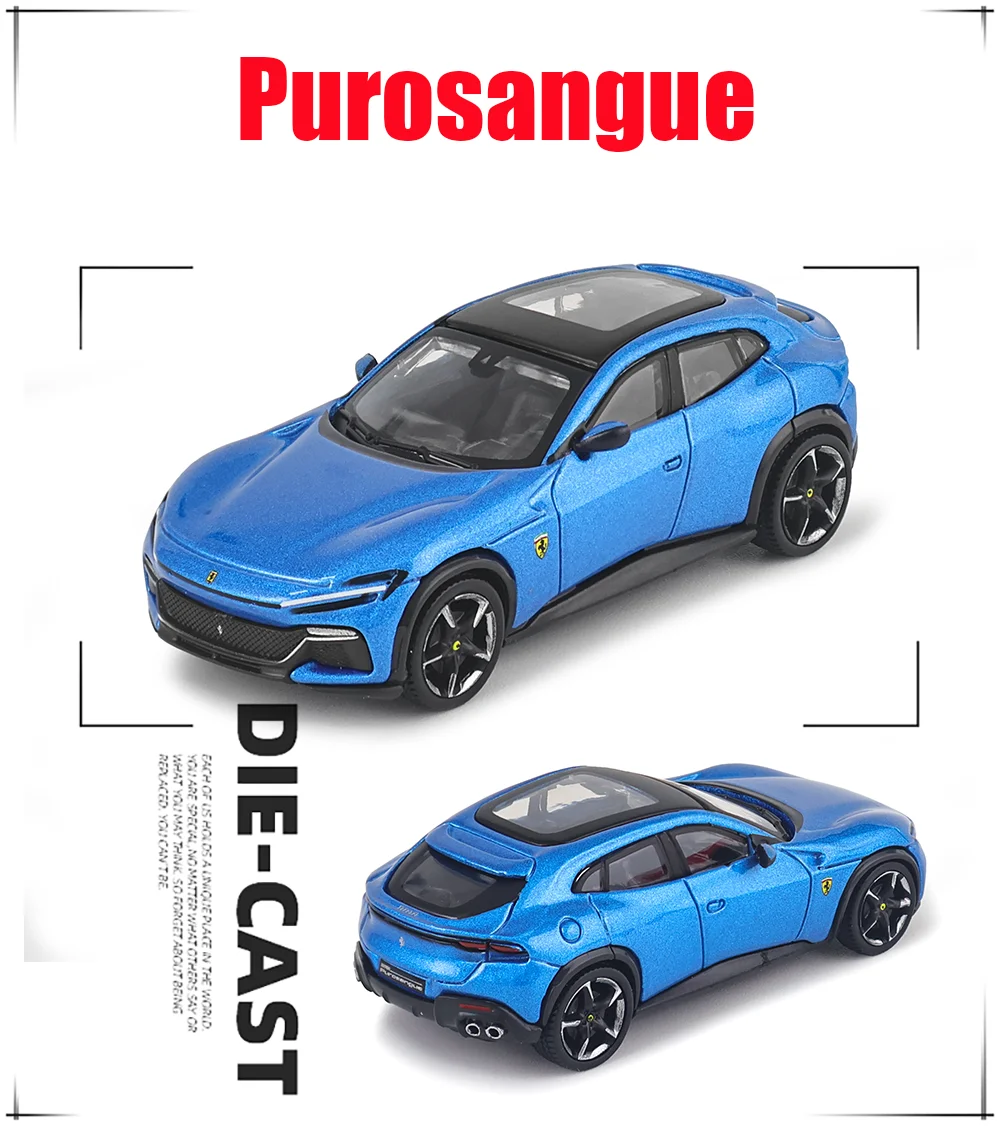 Bburago 1:64 FERRARI Purosangue  296 GTB ASSETTO FIORANO car model series children's Christmas boy gift toys