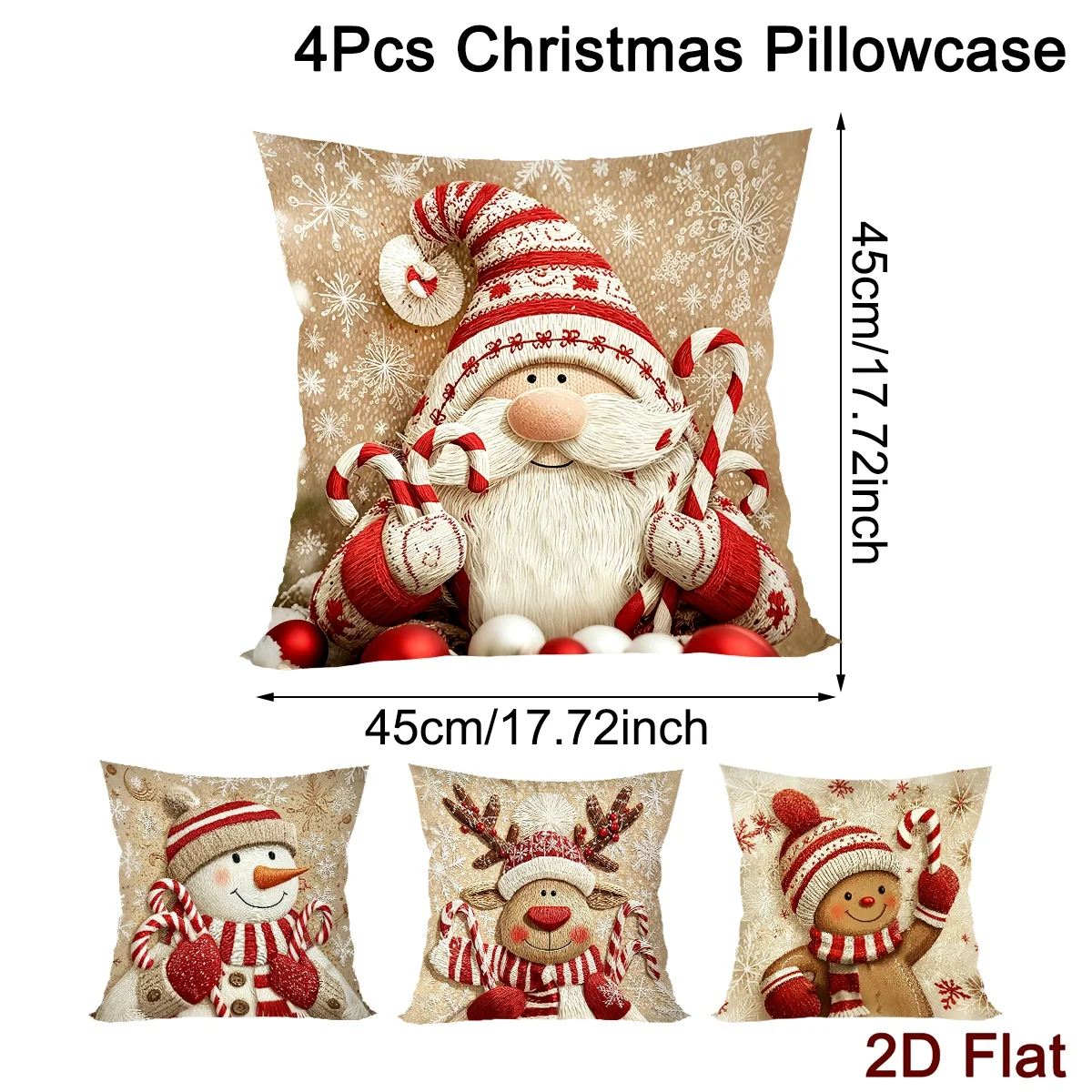 4pcs Christmas Throw Pillow Covers Gnome Gingerbread Man Cushion Covers Christmas Decoration for Home Sofa Living Room 2026
