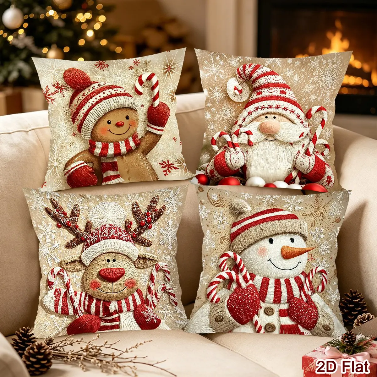 4pcs Christmas Throw Pillow Covers Gnome Gingerbread Man Cushion Covers Christmas Decoration for Home Sofa Living Room 2026