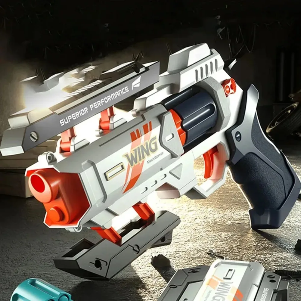 Soft Bullets Revolver Guns Toy Rapid Deformation Manual Loading Outdoor Sports Shooting Game for Children Christmas Gift