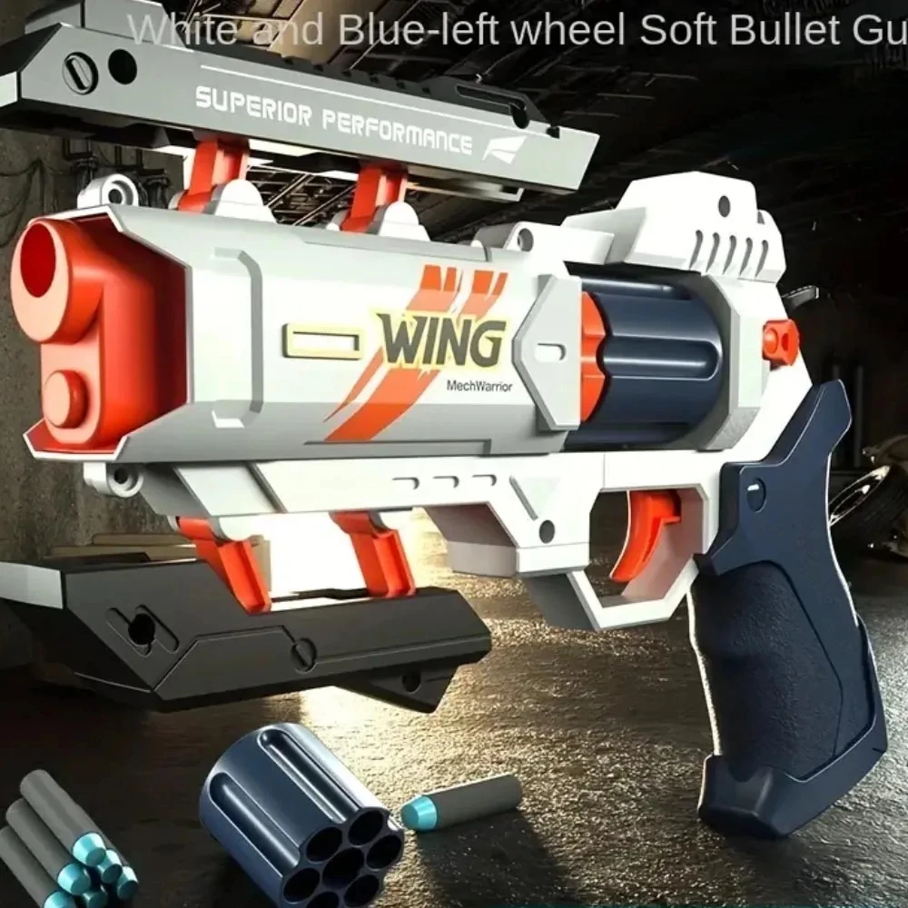 Soft Bullets Revolver Guns Toy Rapid Deformation Manual Loading Outdoor Sports Shooting Game for Children Christmas Gift