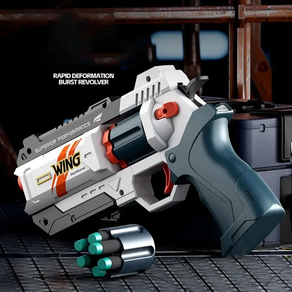 Soft Bullets Revolver Guns Toy Rapid Deformation Manual Loading Outdoor Sports Shooting Game for Children Christmas Gift