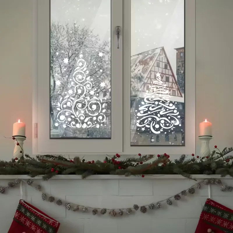 6PCS 8.3×5.9inch Christmas Tree Painting Stencil Set for DIY Craft Wall Card Decoration