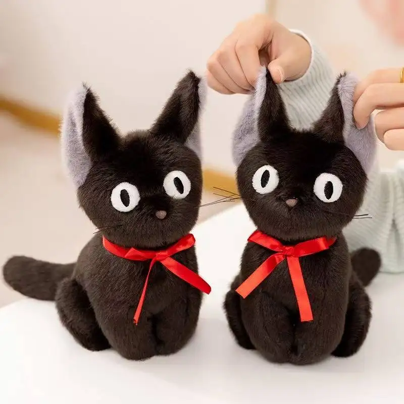 Latest Witch Little Black Cat Kawaii Stuffed Plush Toy Handmade Doll Cartoon Anime Cute Children's Birthday Gift Doll Christmas
