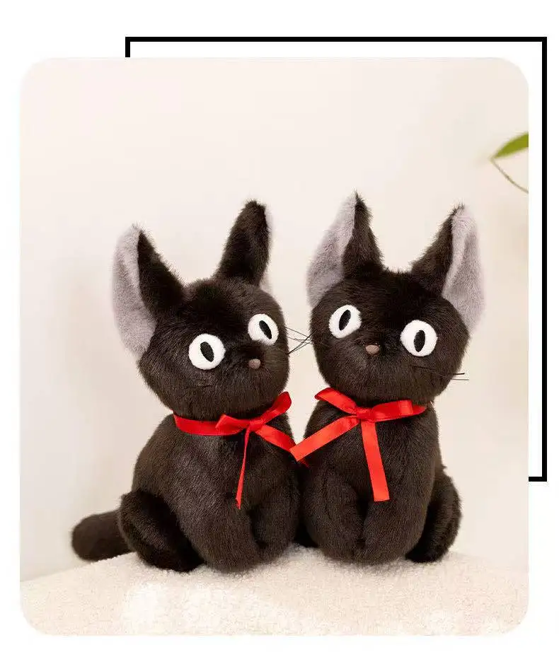 Latest Witch Little Black Cat Kawaii Stuffed Plush Toy Handmade Doll Cartoon Anime Cute Children's Birthday Gift Doll Christmas