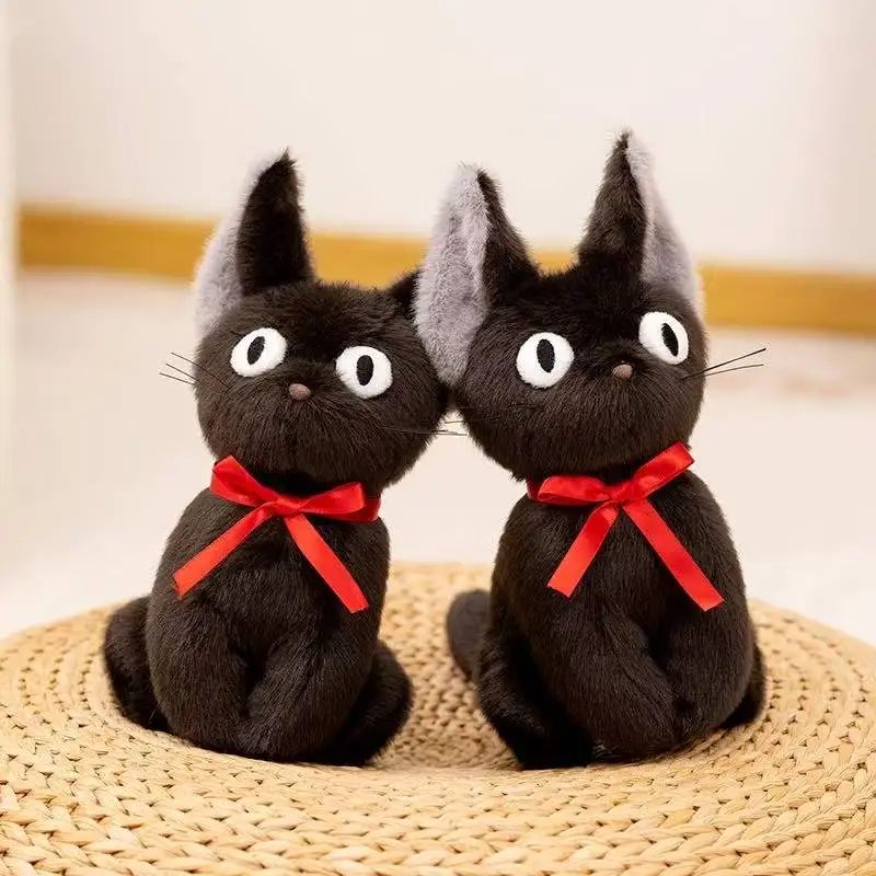 Latest Witch Little Black Cat Kawaii Stuffed Plush Toy Handmade Doll Cartoon Anime Cute Children's Birthday Gift Doll Christmas