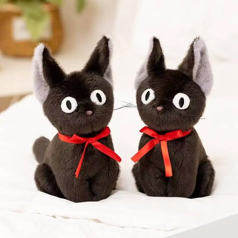Latest Witch Little Black Cat Kawaii Stuffed Plush Toy Handmade Doll Cartoon Anime Cute Children's Birthday Gift Doll Christmas