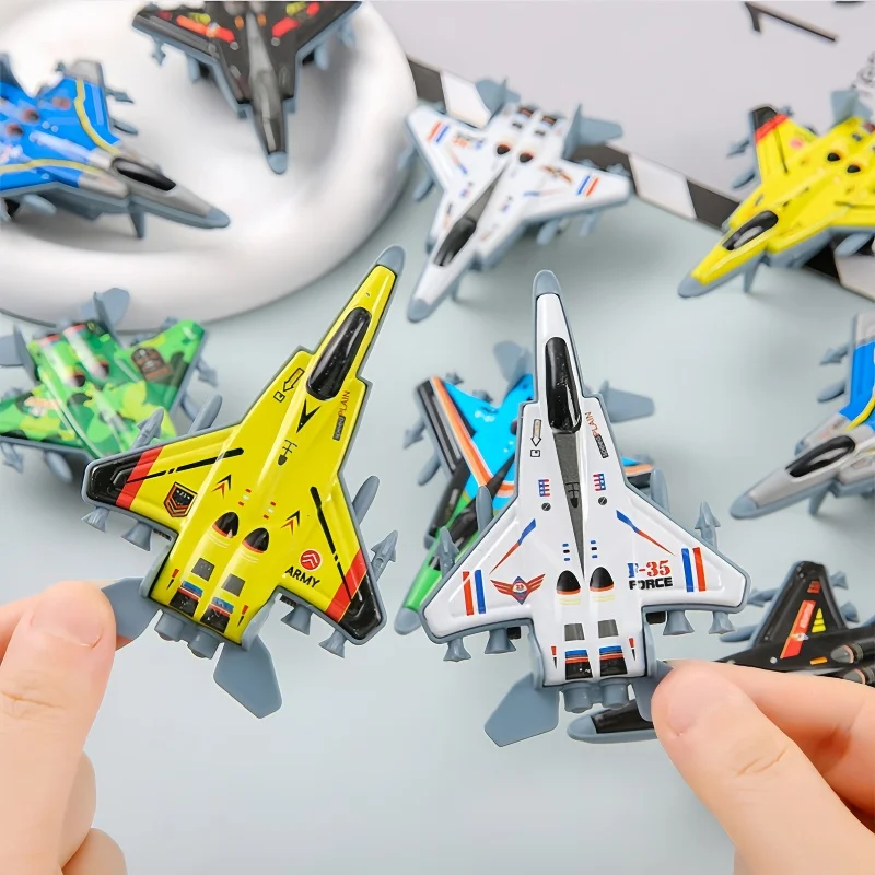 5pcs Mini Alloy Metal Airplane Model Plane Diecast Fighter Skipper Aircraft Toy for Boy Pull Back Vehicles Christmas Gifts