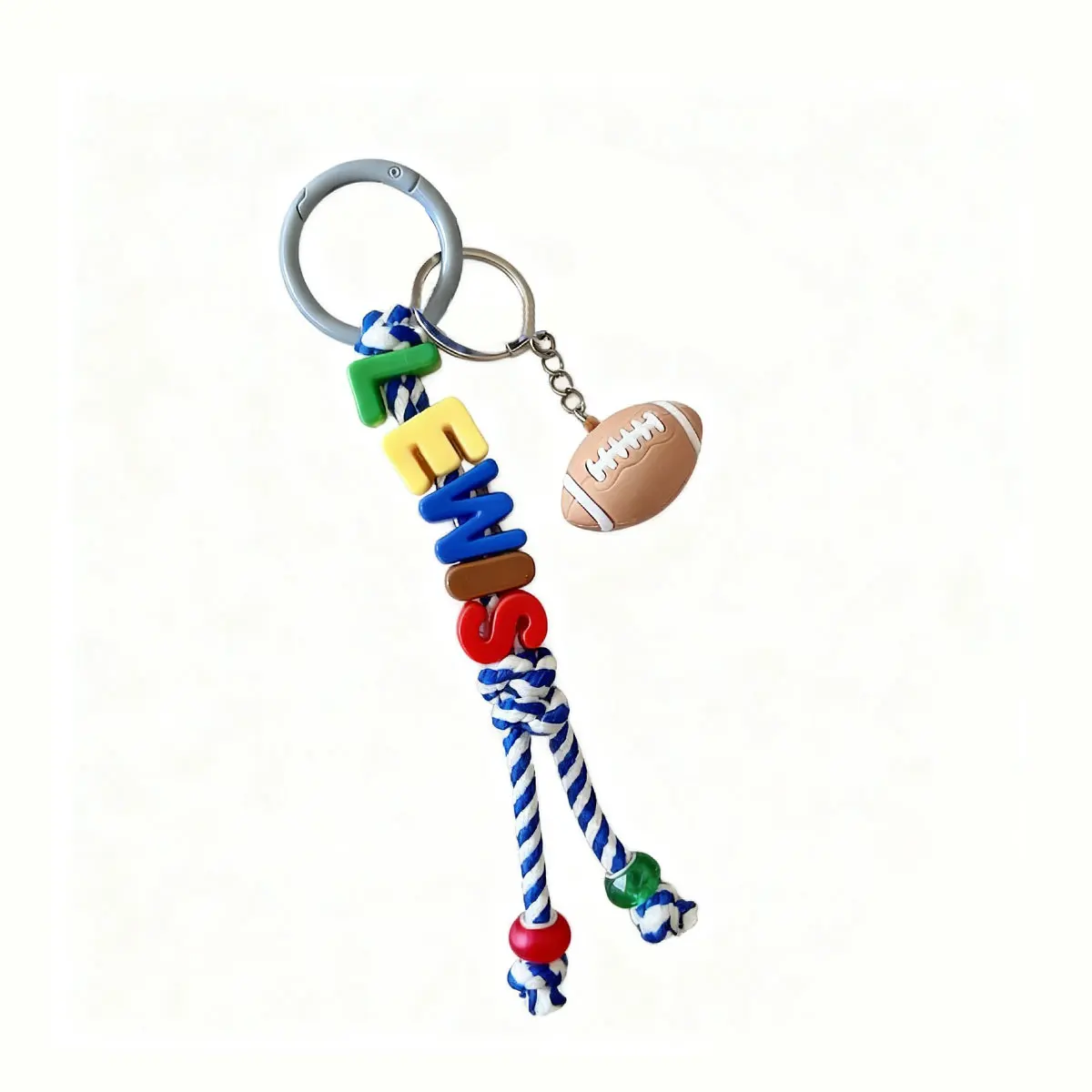 1pc Personalized Sports Braided Acrylic Letter Keychain, Backpack Charm, Unique Gift/Christmas Gift for Sports Enthusiasts