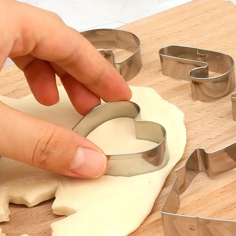 10PC Christmas Cookie Cutter Set-Stainless Steel Biscuit Mould with 10 Shapes for Baking Tools DIY Holiday Cookies for Beginner