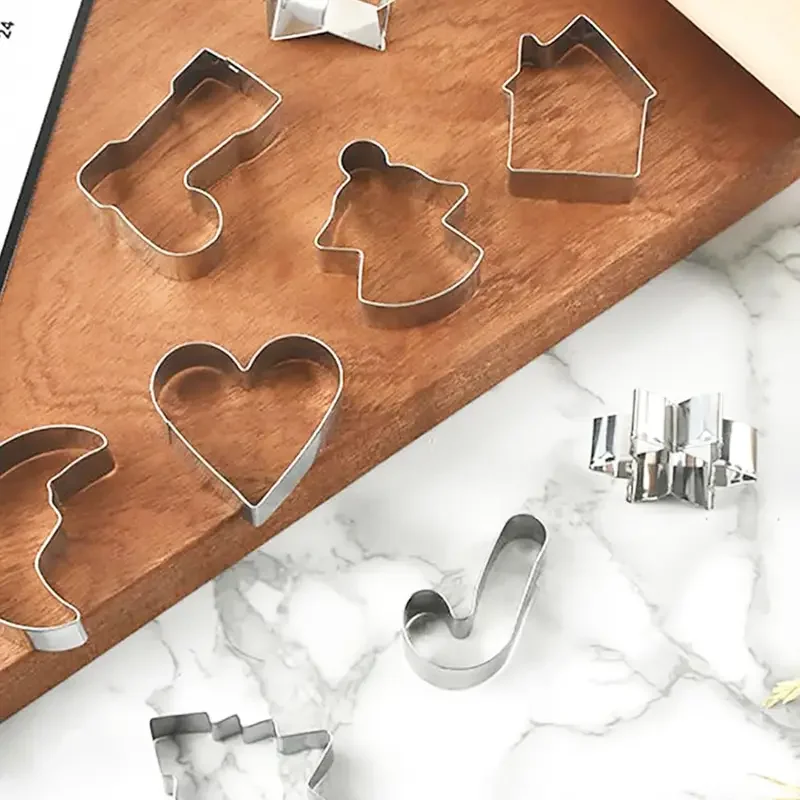 10PC Christmas Cookie Cutter Set-Stainless Steel Biscuit Mould with 10 Shapes for Baking Tools DIY Holiday Cookies for Beginner