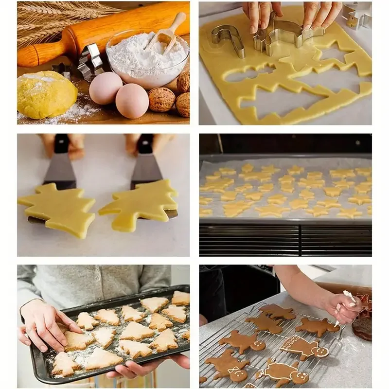 10PC Christmas Cookie Cutter Set-Stainless Steel Biscuit Mould with 10 Shapes for Baking Tools DIY Holiday Cookies for Beginner