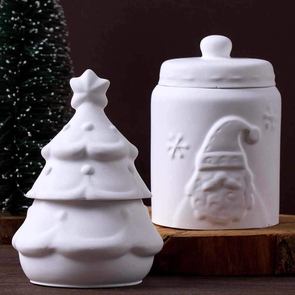 Christmas Tree Santa Claus Candle Jar Mold DIY Handmade Christmas Ornament Plaster Resin Craft Casting Molds Home Party Decor