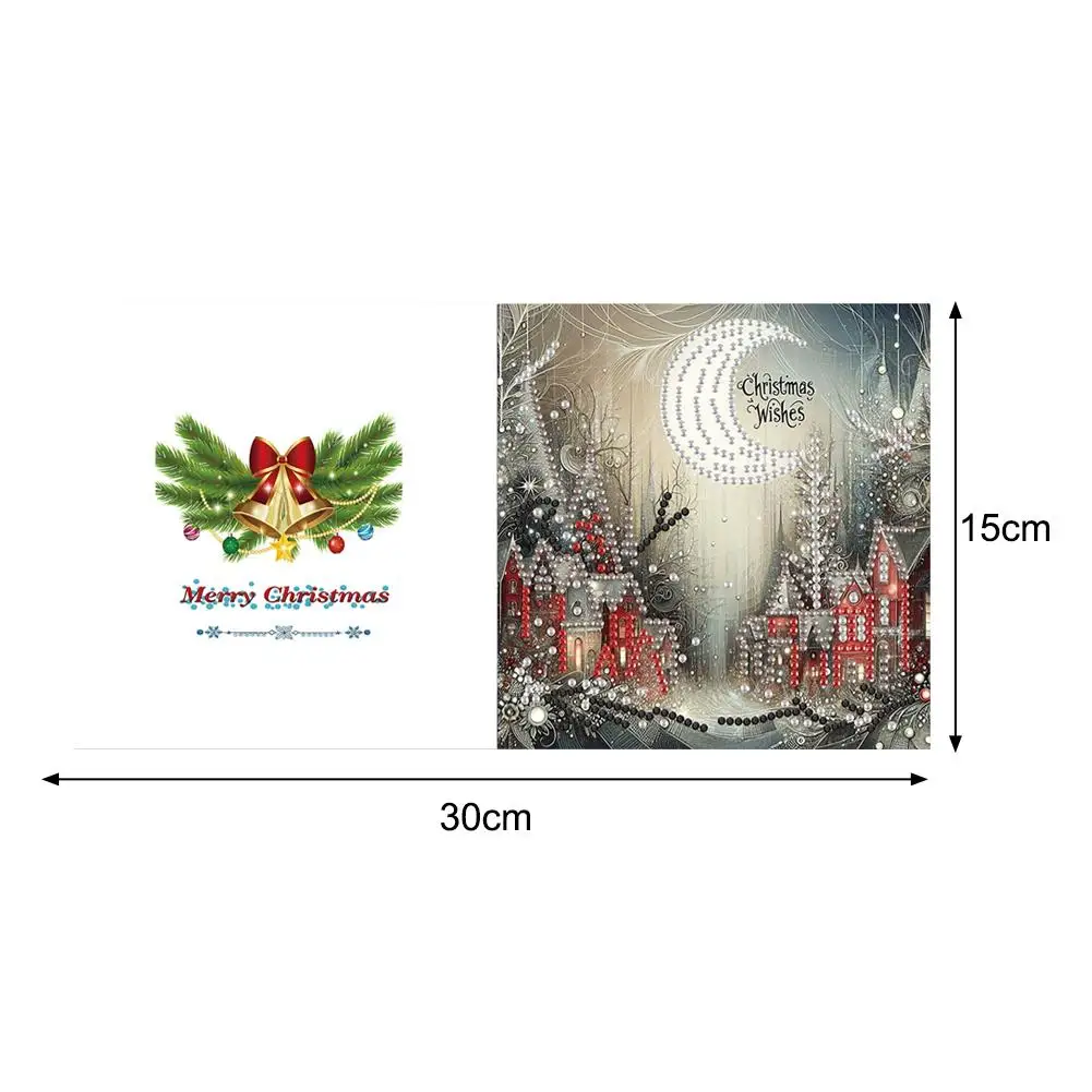 6pcs DIY Diamond Painting Greeting Cards Christmas Rhinestone Art Mosaic Postcards Festive Holiday Celebration Craft Gift Set