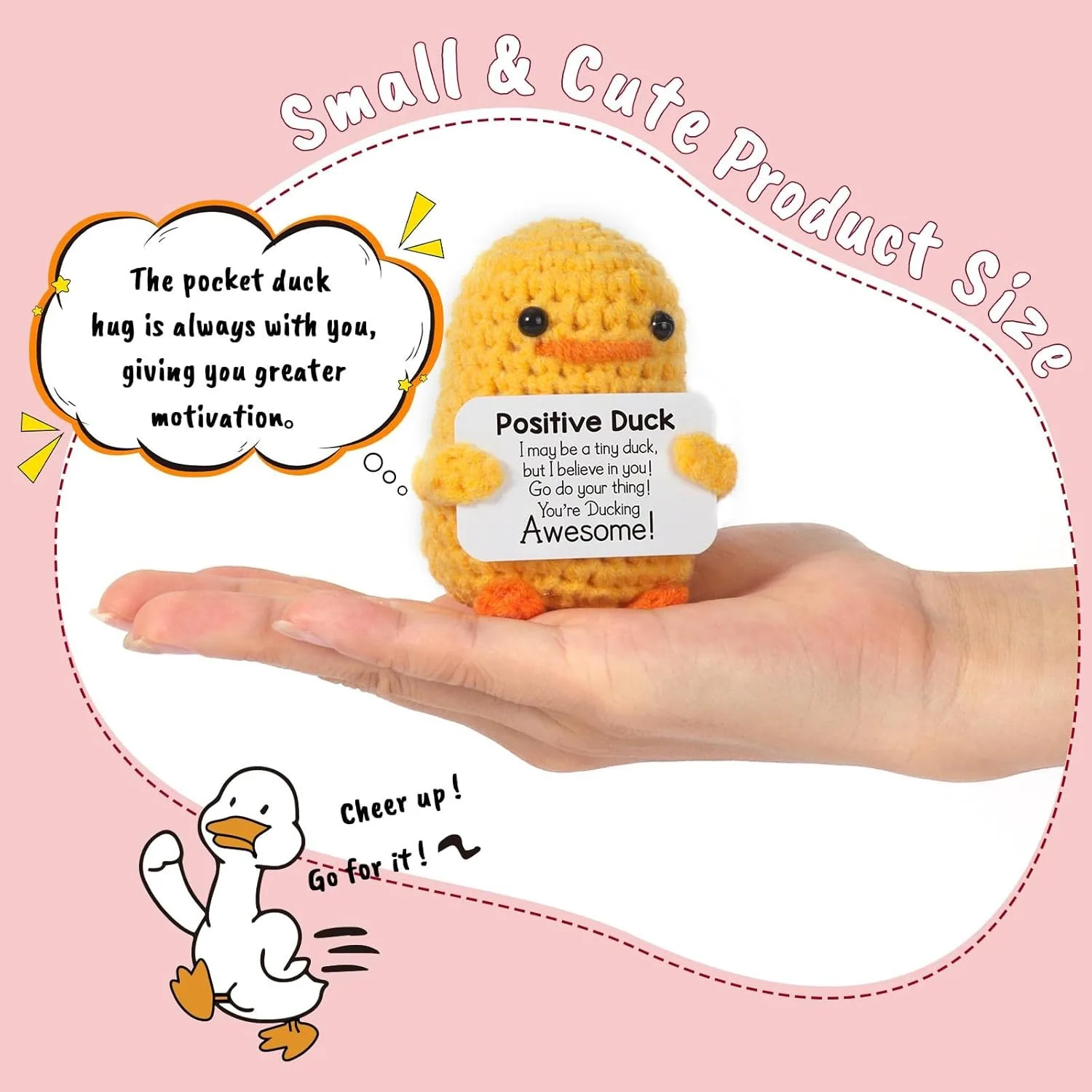 1 Piece of Mini Positive Energy Crochet Animal, Fun and Inspirational Birthday Gift for Women, Men, Friends, and Colleagues, in the Shape of a Shark, Duck, or Cat, Comes with a Positive Energy Card, Warm and Cute Decoration for Birthdays, Christmas, and Valentine's Day