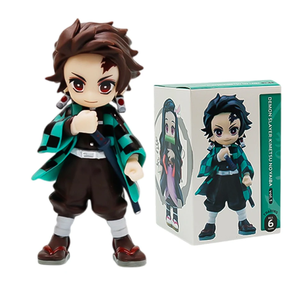 Anime Demon Slayer Figure Tanjiro Kamado Nezuko Anime Blind Box Toys Statue PVC Model Ornament Child Birthday Christmas Gift