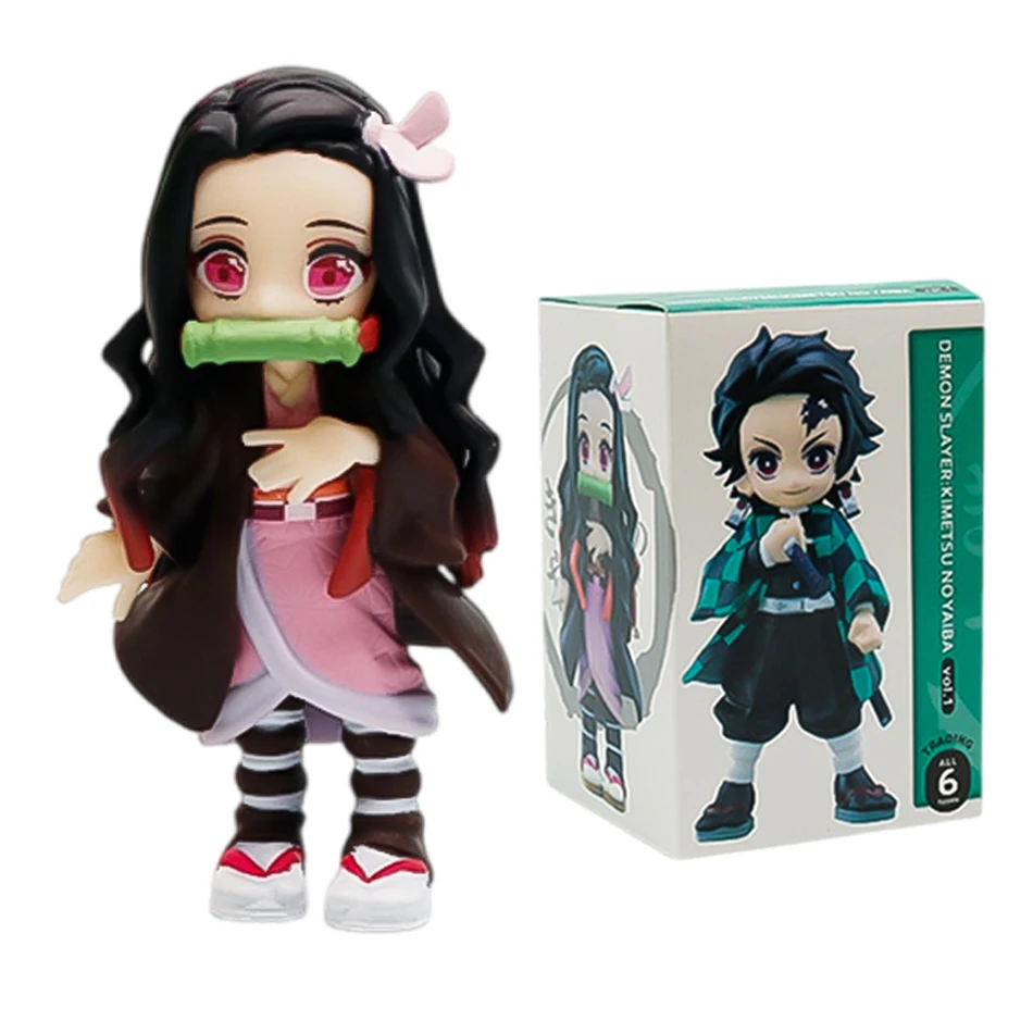Anime Demon Slayer Figure Tanjiro Kamado Nezuko Anime Blind Box Toys Statue PVC Model Ornament Child Birthday Christmas Gift