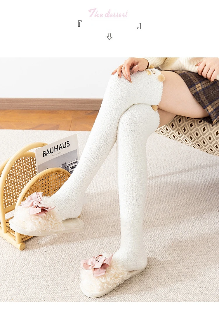 Striped Long Socks Womens Panda Cat Winter Warm Ladies Girls Black White Funny Over Above Knee Thigh High Stockings Christmas