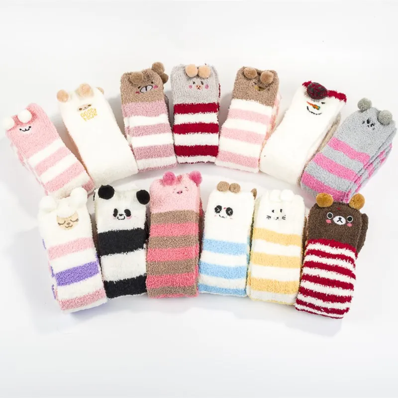 Striped Long Socks Womens Panda Cat Winter Warm Ladies Girls Black White Funny Over Above Knee Thigh High Stockings Christmas