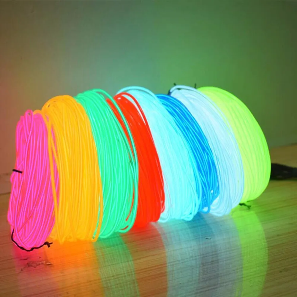 Glow EL Wire Cable LED Neon Christmas Dance Party DIY Costumes Clothing Luminous Car Light Decoration Clothes Ball Rave 1m/3m/5m
