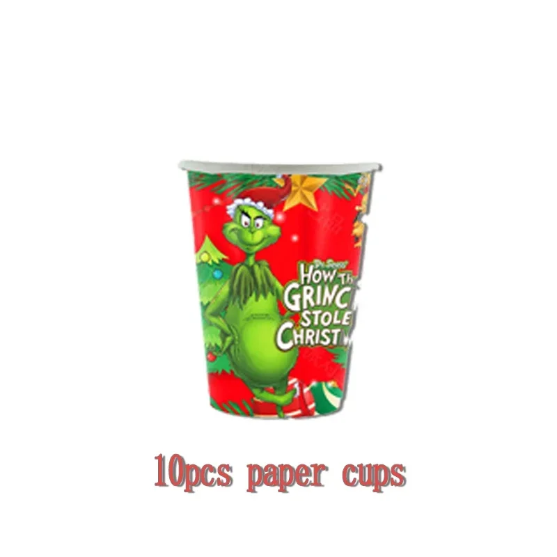 Christmas Grinch Birthday Party dinnerware Disposable Banner Cake Topper Hanging Flag Grinch Balloons Birthday Decoration set