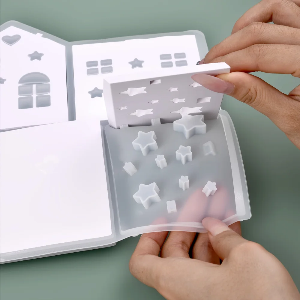 3D House Silicone Mold DIY Christmas Tree Love Star House Ornament Decor Plaster Epoxy Resin Candle Holder Mold Crafts Making