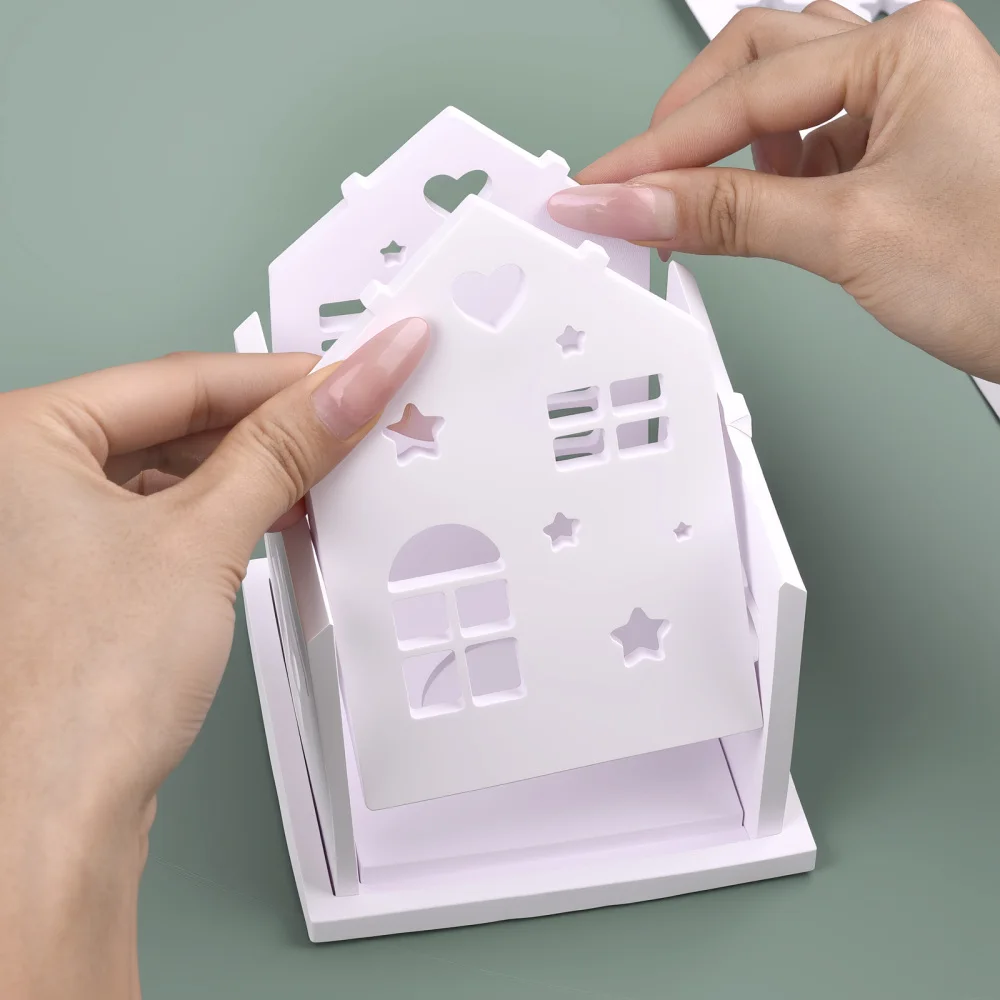 3D House Silicone Mold DIY Christmas Tree Love Star House Ornament Decor Plaster Epoxy Resin Candle Holder Mold Crafts Making
