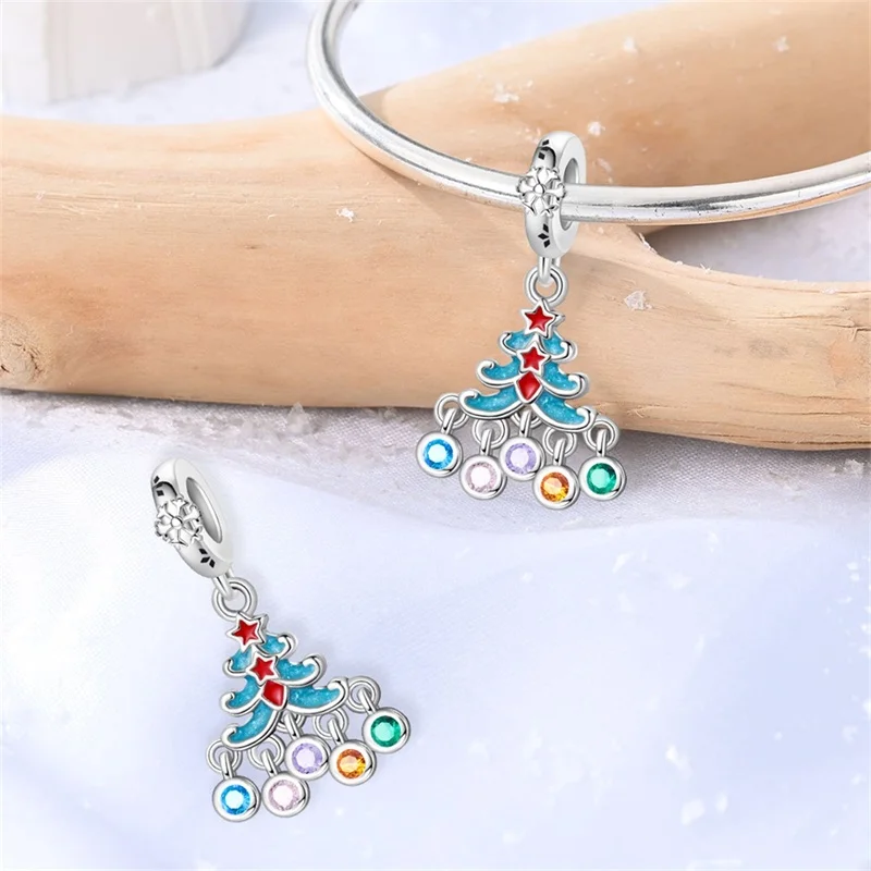 925 Sterling Silver Santa Claus Charms Bead Christmas House Dangle Pendant Fit Bangle Bracelet Necklace DIY Jewelry