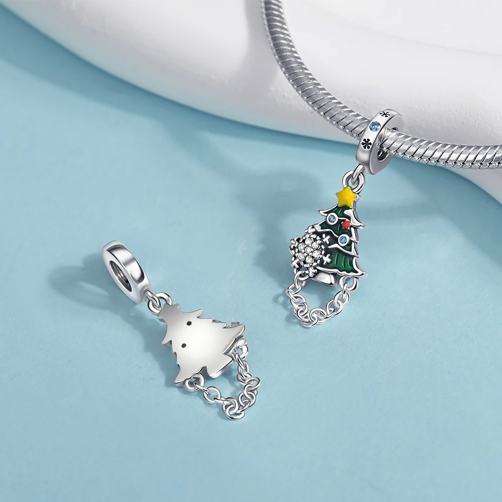925 Sterling Silver Santa Claus Charms Bead Christmas House Dangle Pendant Fit Bangle Bracelet Necklace DIY Jewelry