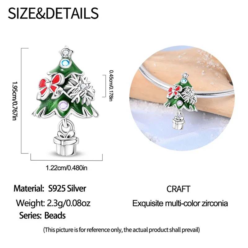 925 Sterling Silver Santa Claus Charms Bead Christmas House Dangle Pendant Fit Bangle Bracelet Necklace DIY Jewelry