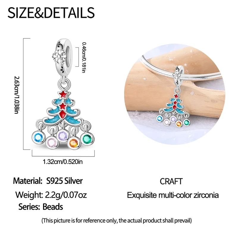 925 Sterling Silver Santa Claus Charms Bead Christmas House Dangle Pendant Fit Bangle Bracelet Necklace DIY Jewelry