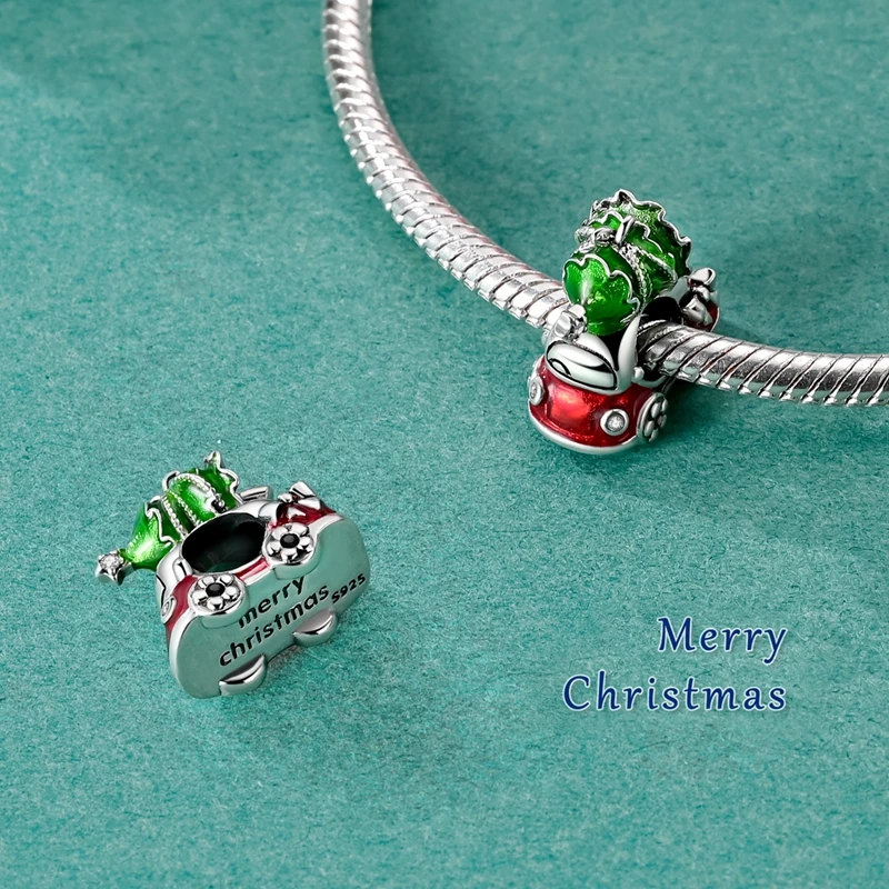 925 Sterling Silver Santa Claus Charms Bead Christmas House Dangle Pendant Fit Bangle Bracelet Necklace DIY Jewelry