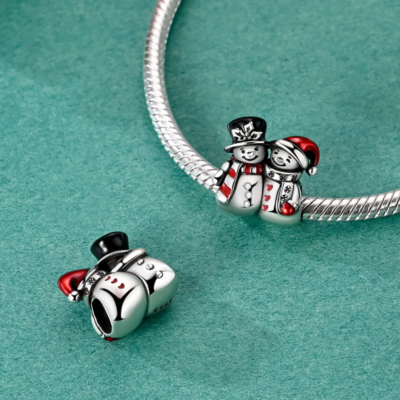 925 Sterling Silver Santa Claus Charms Bead Christmas House Dangle Pendant Fit Bangle Bracelet Necklace DIY Jewelry