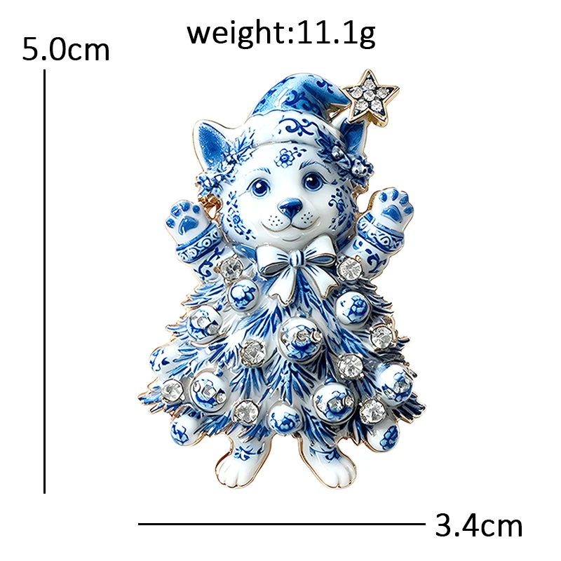 Wuli&baby Christmas Tree Dog Brooches For Women Unisex 2-color Rhinestone Cute Corgi Dog New Year Party Causal Brooch Pins Gifts