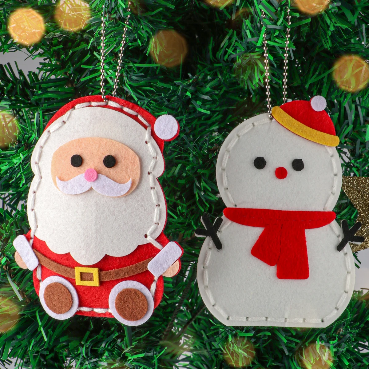 9-Piece DIY Christmas Sewing Material Pack for Beginners; Easy to Make Christmas Tree Ornaments Including Gingerbread Man, Reind
